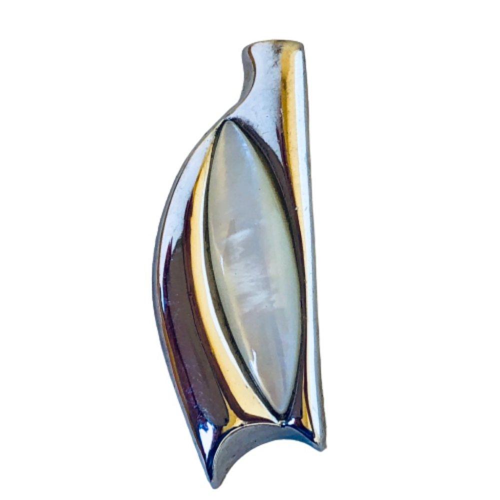 Sterling Silver 925 LUC Lucas Lameth Signed Mother of Pear Pendant Modernist - Picture 9 of 11